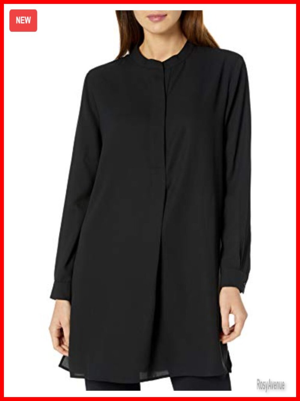 Anne Klein Women's Pop-Over Blouse Covered Placket Side Slits